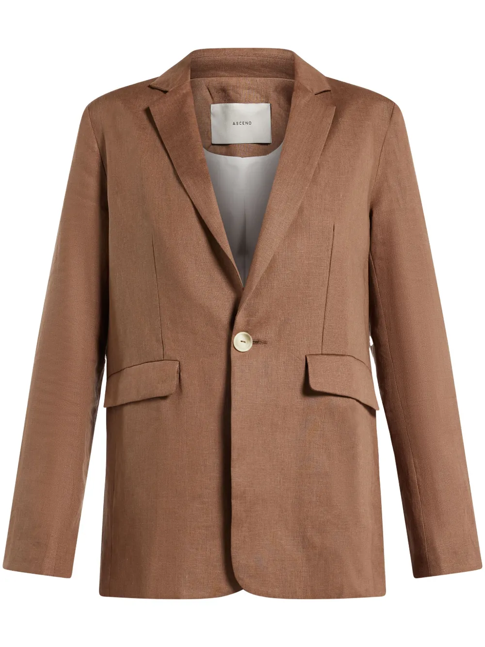 Asceno single-breasted organic linen blazer - Brown