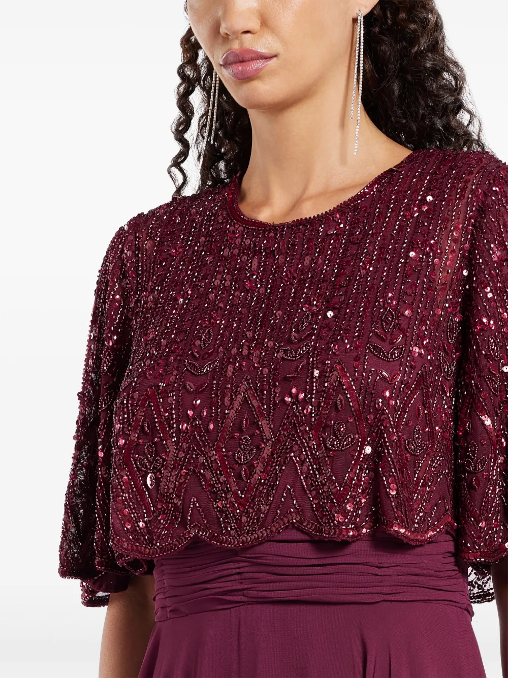 Mac Duggal Sequin-embellished Gown In Red