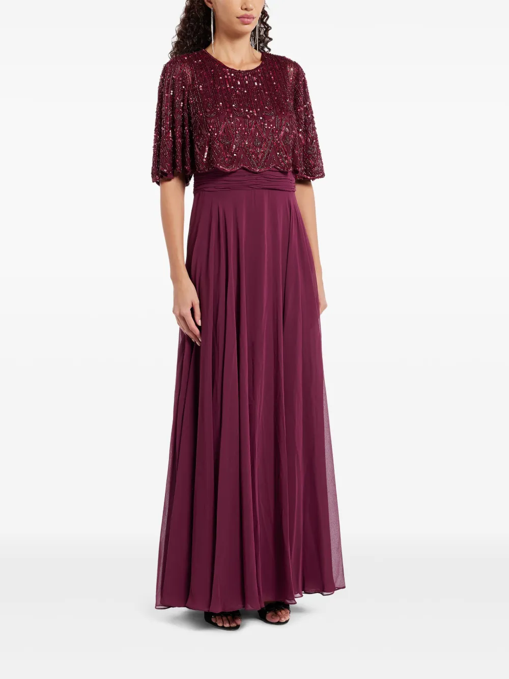 Mac Duggal Sequin-embellished Gown In Red