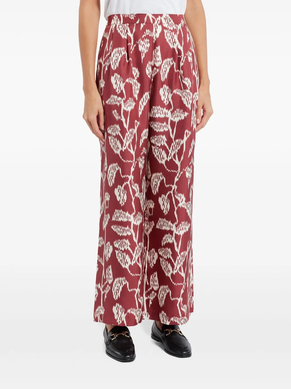 ASCENO FLORAL-PRINT FLARED TROUSERS