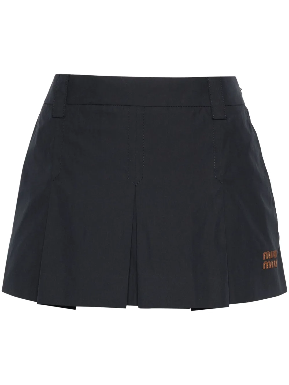 Miu Miu Pleated Mini Skirt In Blue