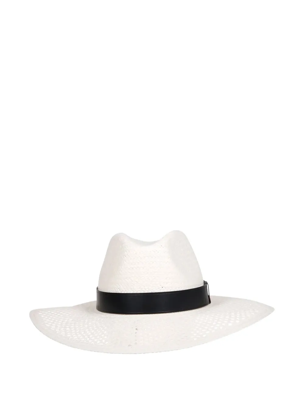 Max Mara Perforated Leather-band Hat In White