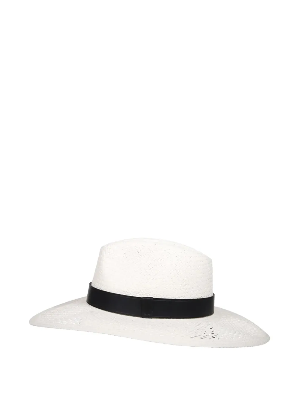 Max Mara Geperforeerde hoed met leren band - Wit