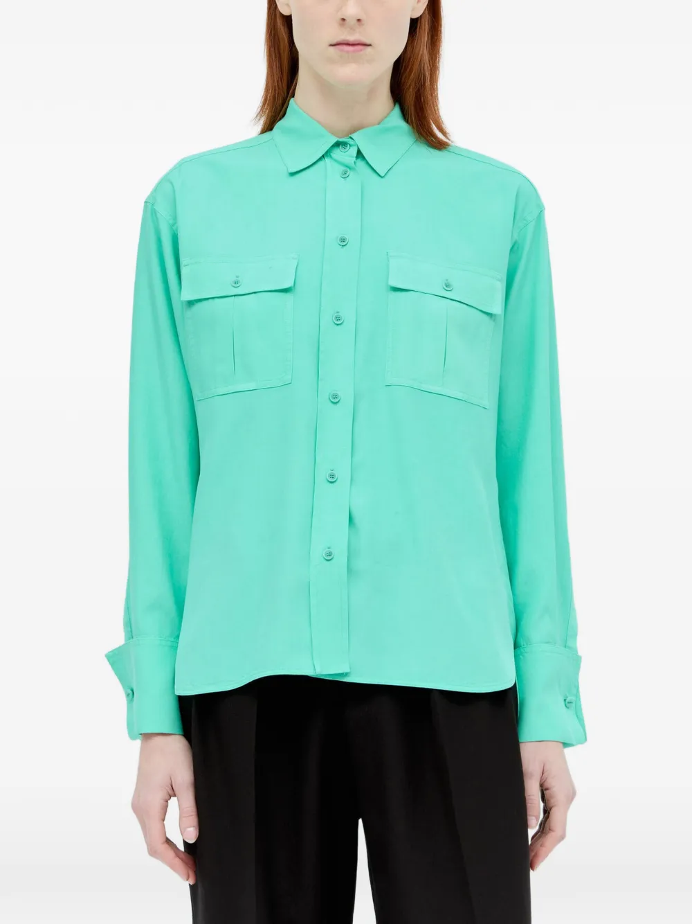 Max Mara flap-pocket silk shirt - Green