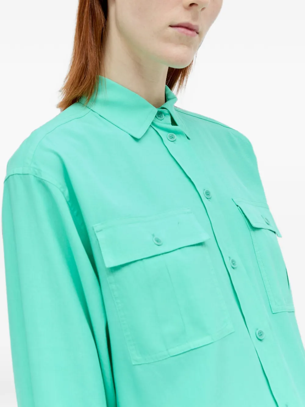 Max Mara Blouse met klepzak Groen