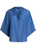 ETRO logo-jacquard silk-cotton shirt - Blue