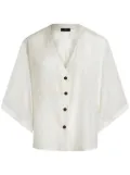 ETRO logo-jacquard silk-cotton shirt - White