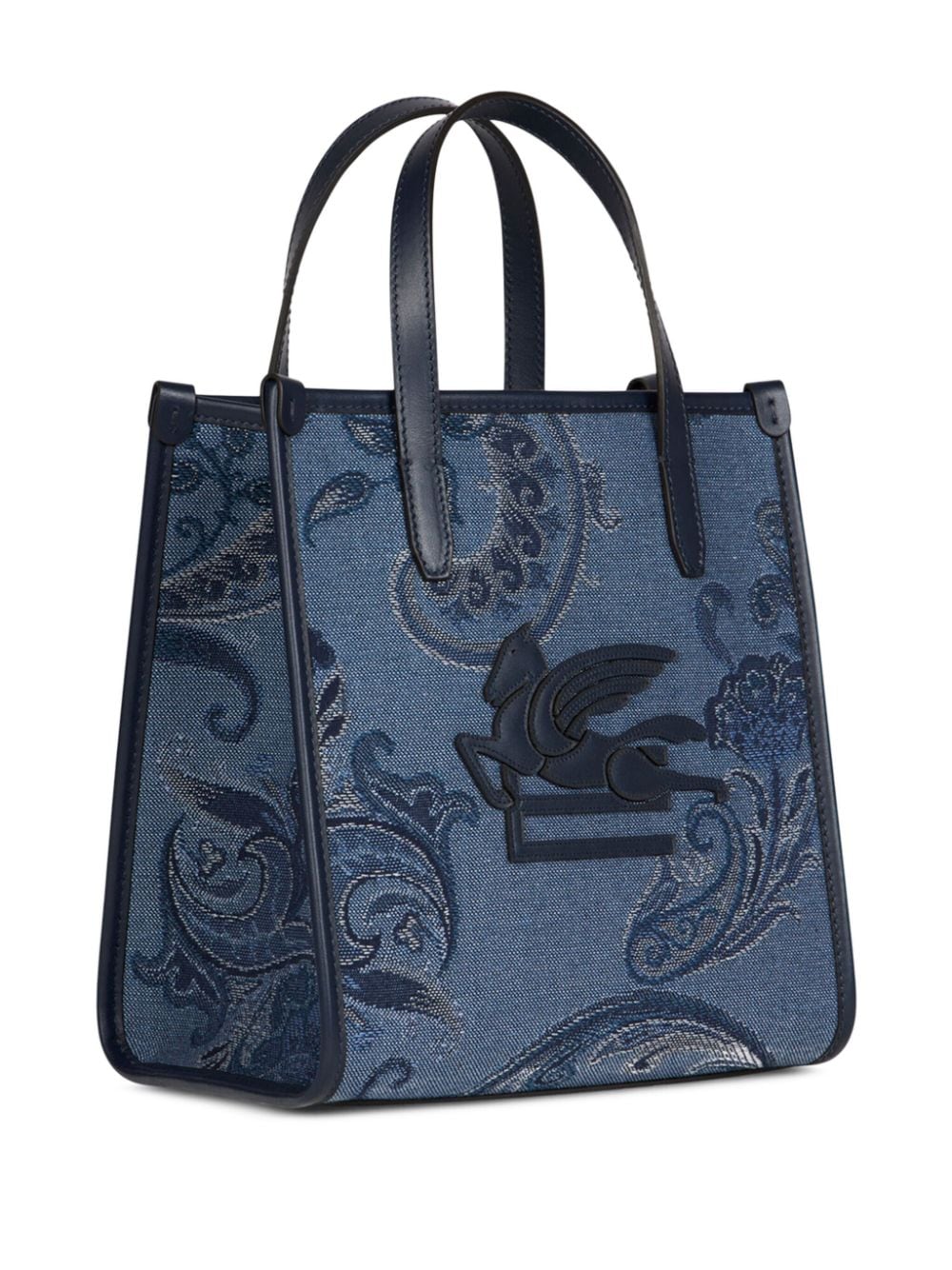 Shop Etro Small Love Trotter Denim Tote Bag In Blue