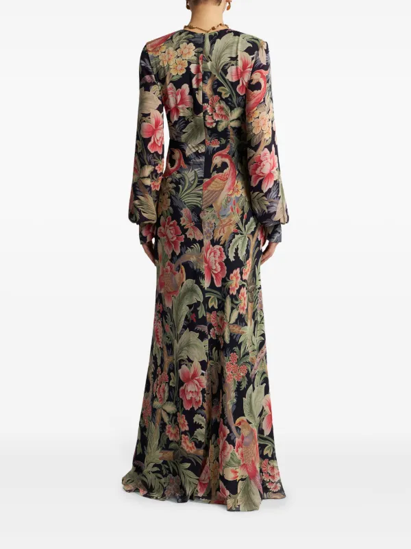 【ETRO】フローラル シルク ドレス ETRO フローラル シルクマキシドレス | ブラック | FARFETCH JP