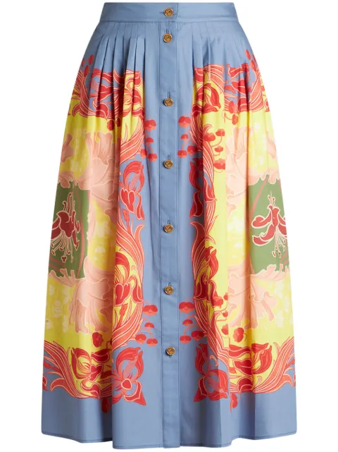 ETRO تنورة ميدي بأزرار وكسرات