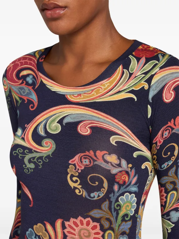 Tシャツ・カットソー ETRO FW25 Etro Jersey Top (WRJB0026 99IAS53 X0887) ETRO Printed Jersey t-shirt | Blue | FARFETCH TH