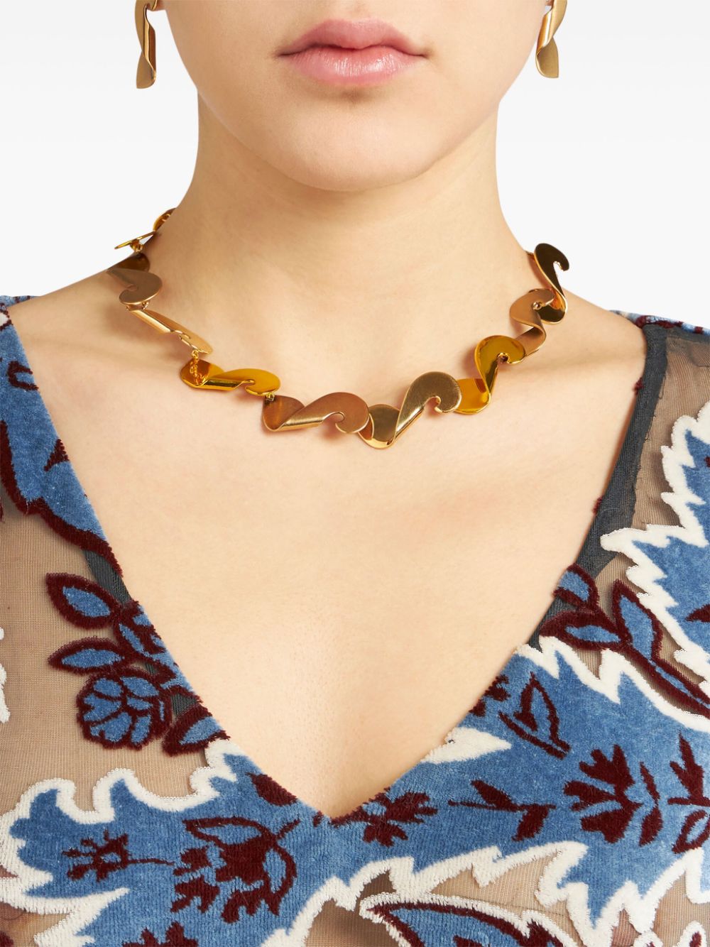 Shop Etro Paisley Logo-charm Necklace In Gold