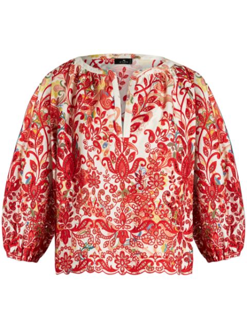 ETRO paisley-print embroidered poplin blouse Women