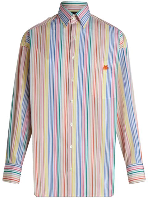 ETRO Pegaso-embroidery striped cotton shirt Women