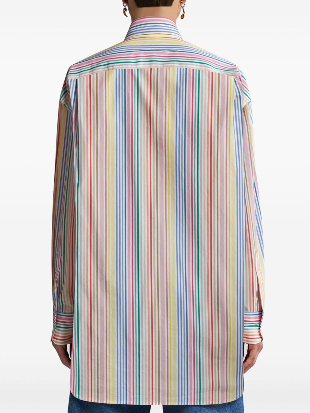 Shop Etro Pegaso-embroidery Striped Cotton Shirt In Blue