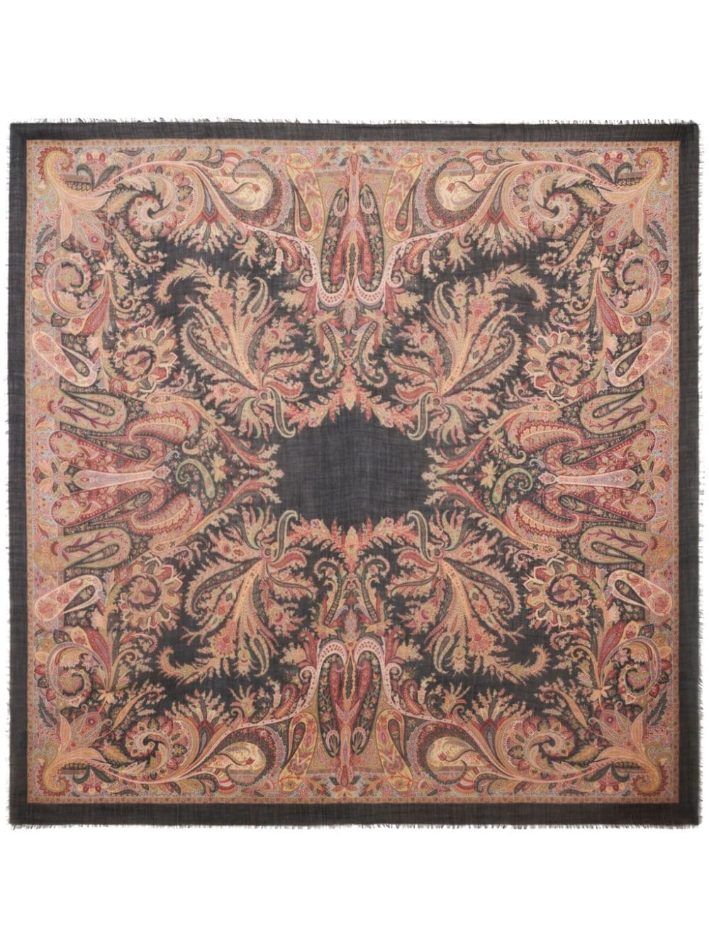 Etro Paisley-print Cashmere Scarf In Black