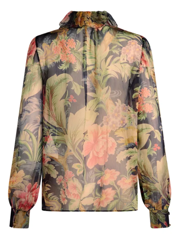 ETRO フローラル シルクブラウス | ブルー | FARFETCH JP