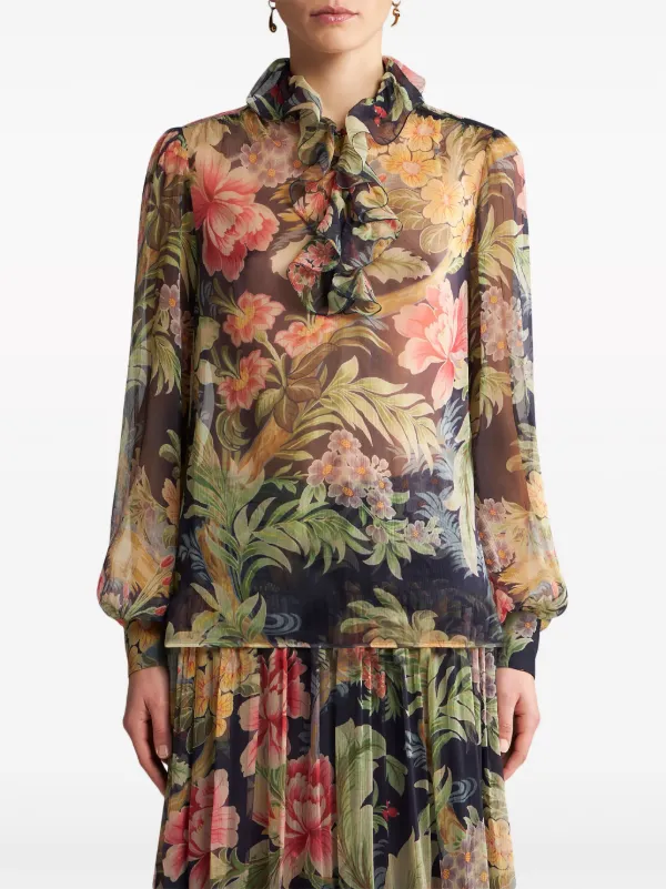 ETRO フローラル シルクブラウス | ブルー | FARFETCH JP