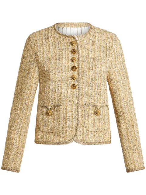 ETRO logo-embossed buttons bouclé jacket