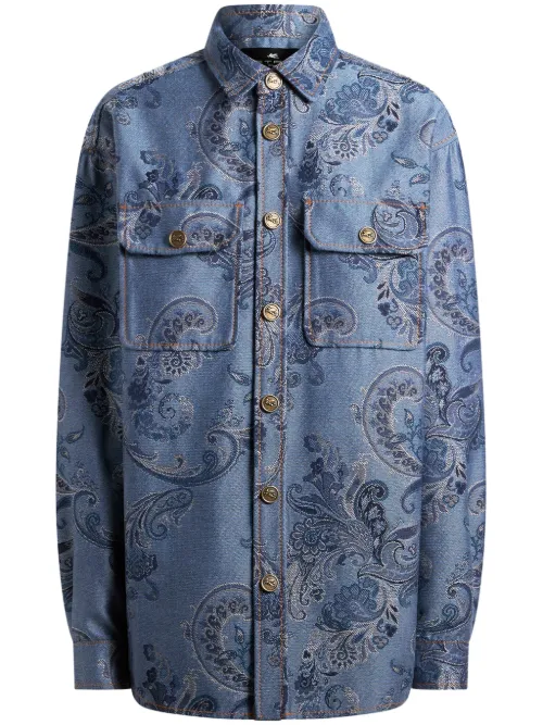 Surchemise en jean à motif jacquard - ETRO - Modalova