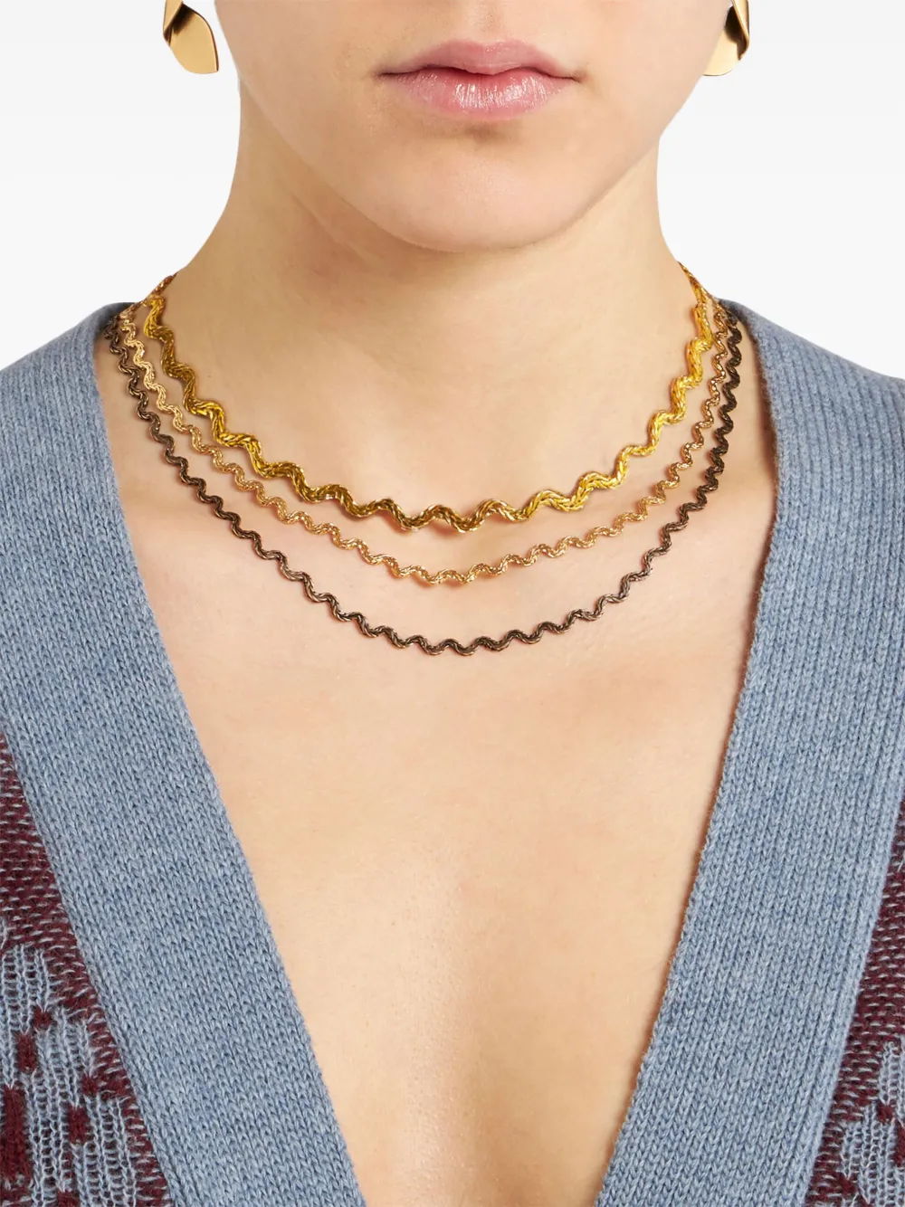 Etro Wave Multi-chain Choker In Brown