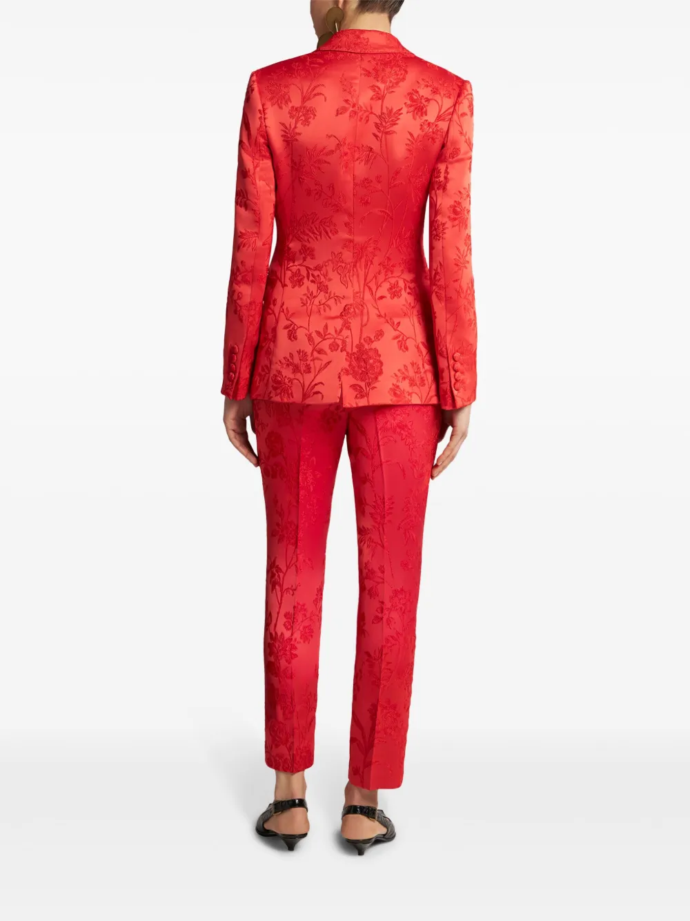 ETRO Brokkaat blazer met enkele rij knopen en jacquard Rood