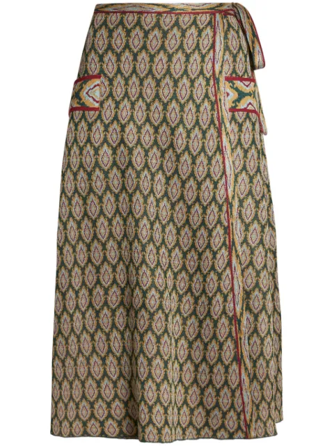 ETRO jacquard-knit wrap midi skirt