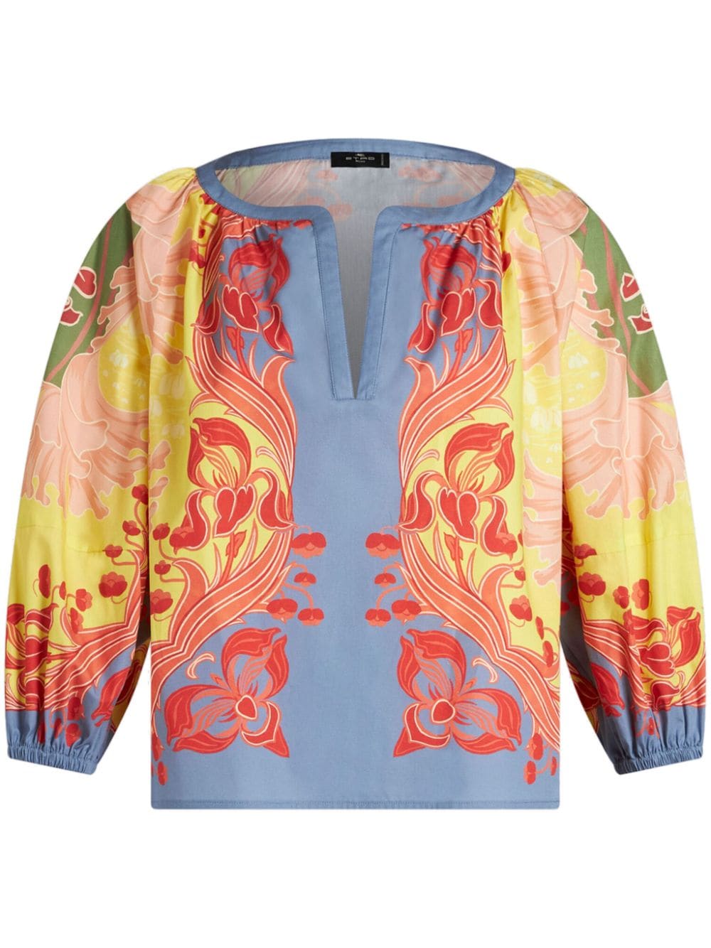 ETRO floral-print cotton-poplin blouse Geel
