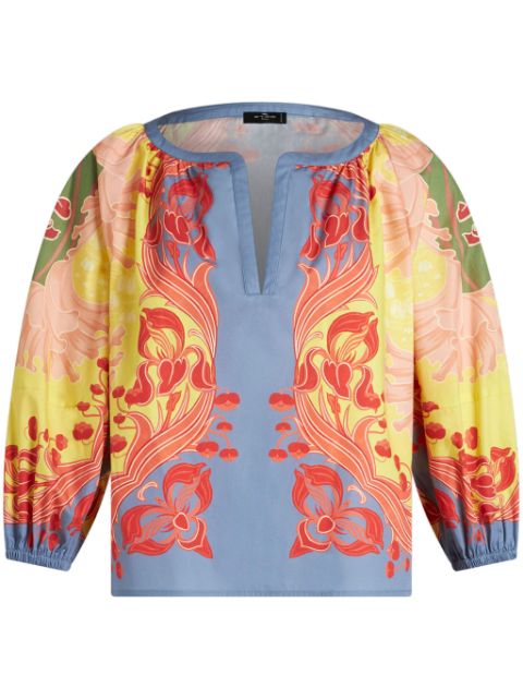 ETRO floral-print cotton-poplin blouse Women