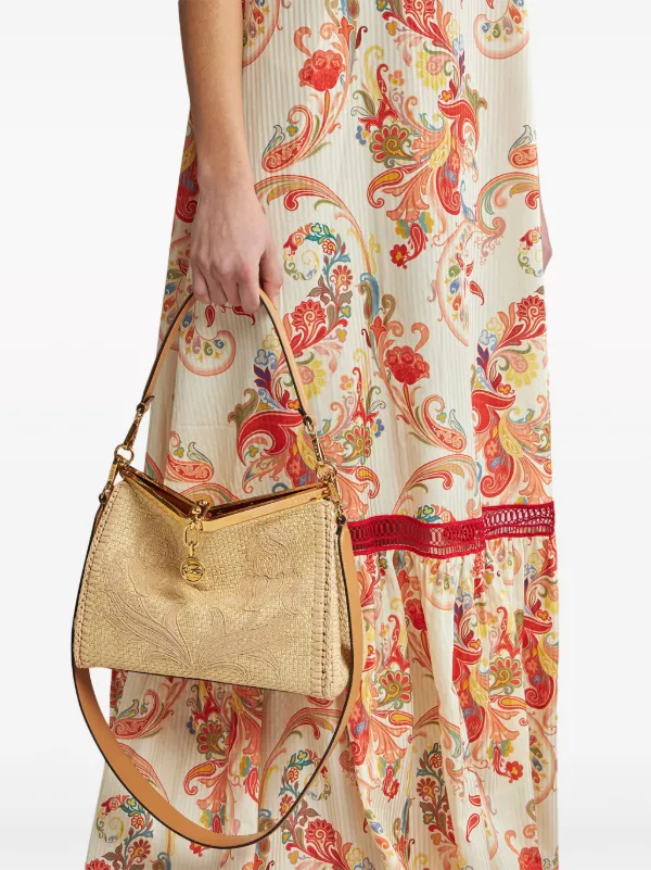 【時を超えた優雅さ】ETRO Medium Vela カーフ ショルダーバッグ ETRO Vela レザー ショルダーバッグ | ブラック | FARFETCH JP