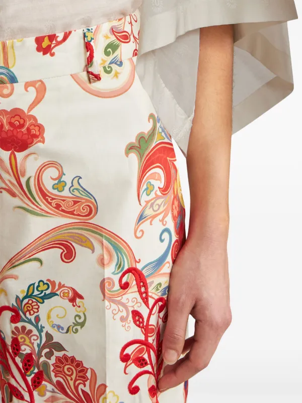 【ETRO】フローラル ペイズリー シルク ワイドパンツ ETRO ペイズリー シルクパンツ | ピンク | FARFETCH JP
