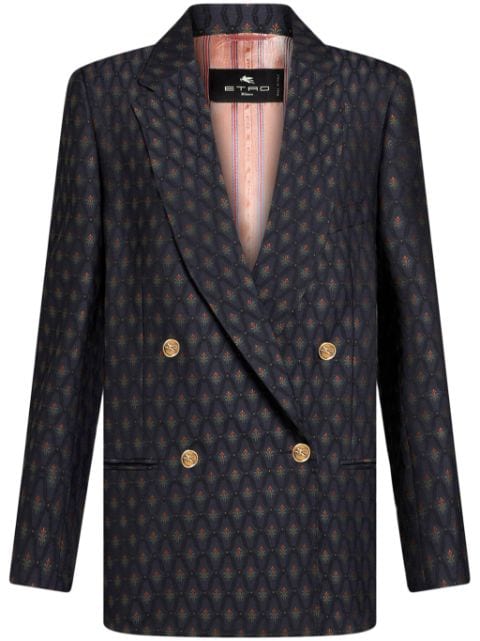 ETRO double-breasted wool jacquard jacket