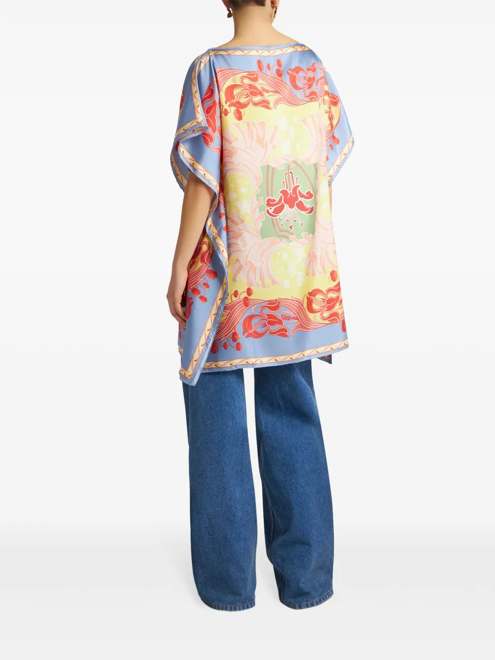 Etro Summer Silk Twill Top In Blue