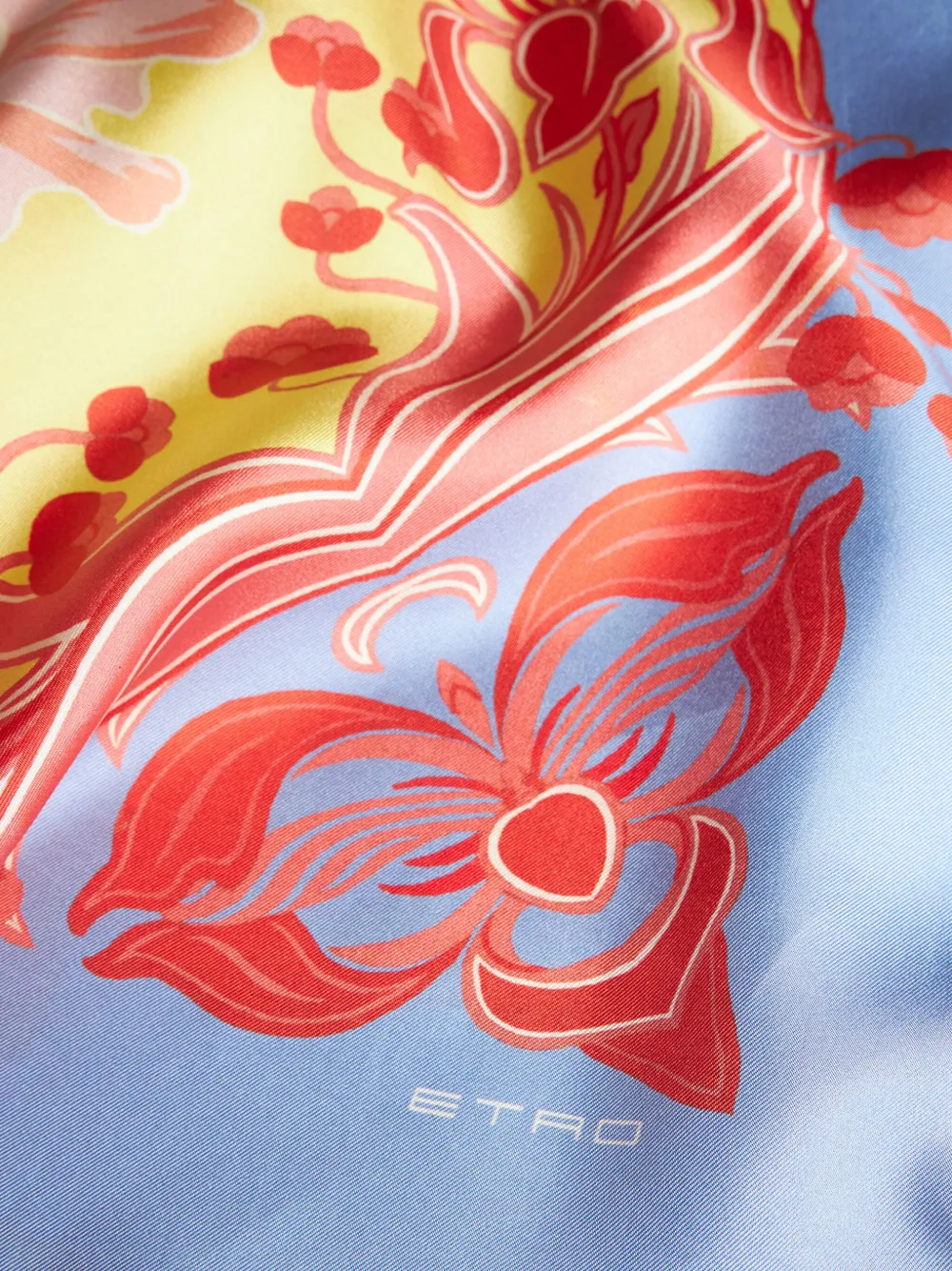 Etro Summer Silk Twill Top In Blue