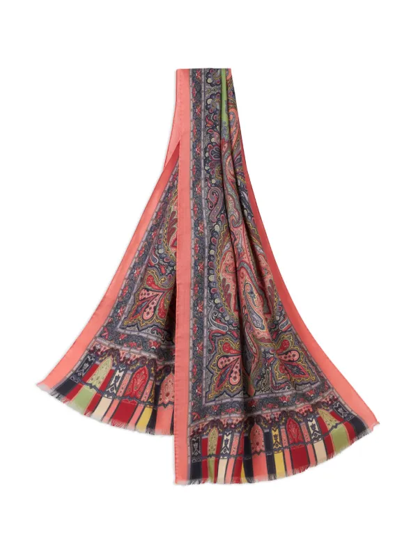 ETRO SILK WOOL PAISLEY PATTERNED SHAWL MADE IN ITALY/エトロシルク 