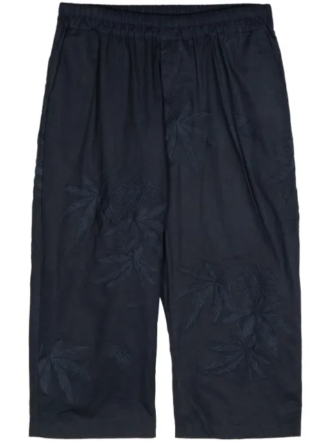 By Walid floral-embroidered cropped trousers