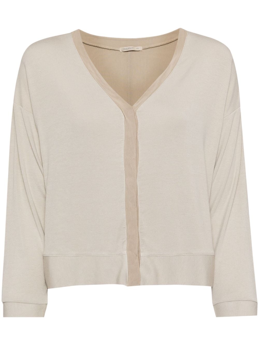 Transit Dual Fabric Cardigan In Nude