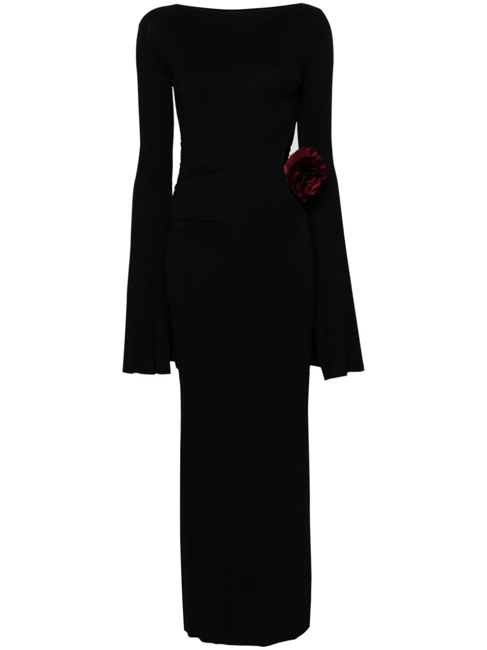 Manurí Floral-appliqué Jersey Maxi Dress In Black