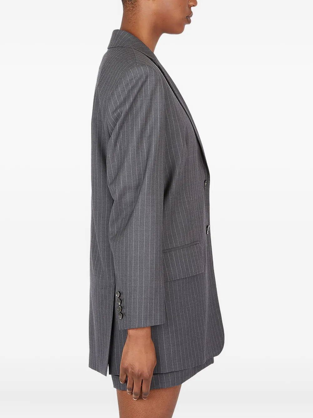 Max Mara Single-breasted Pinstripe Blazer In Burgundy