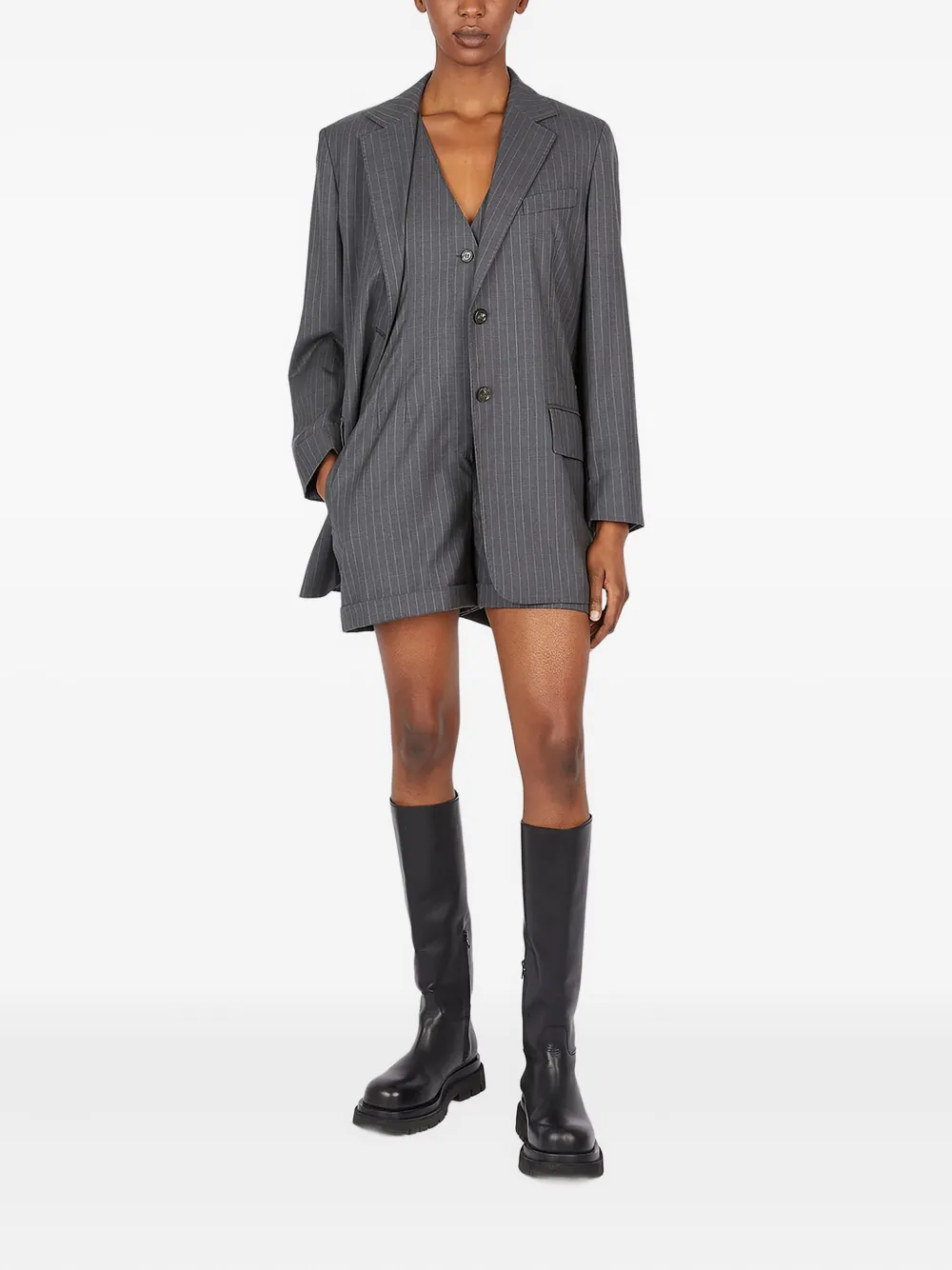 Max Mara single-breasted pinstripe blazer - Grijs