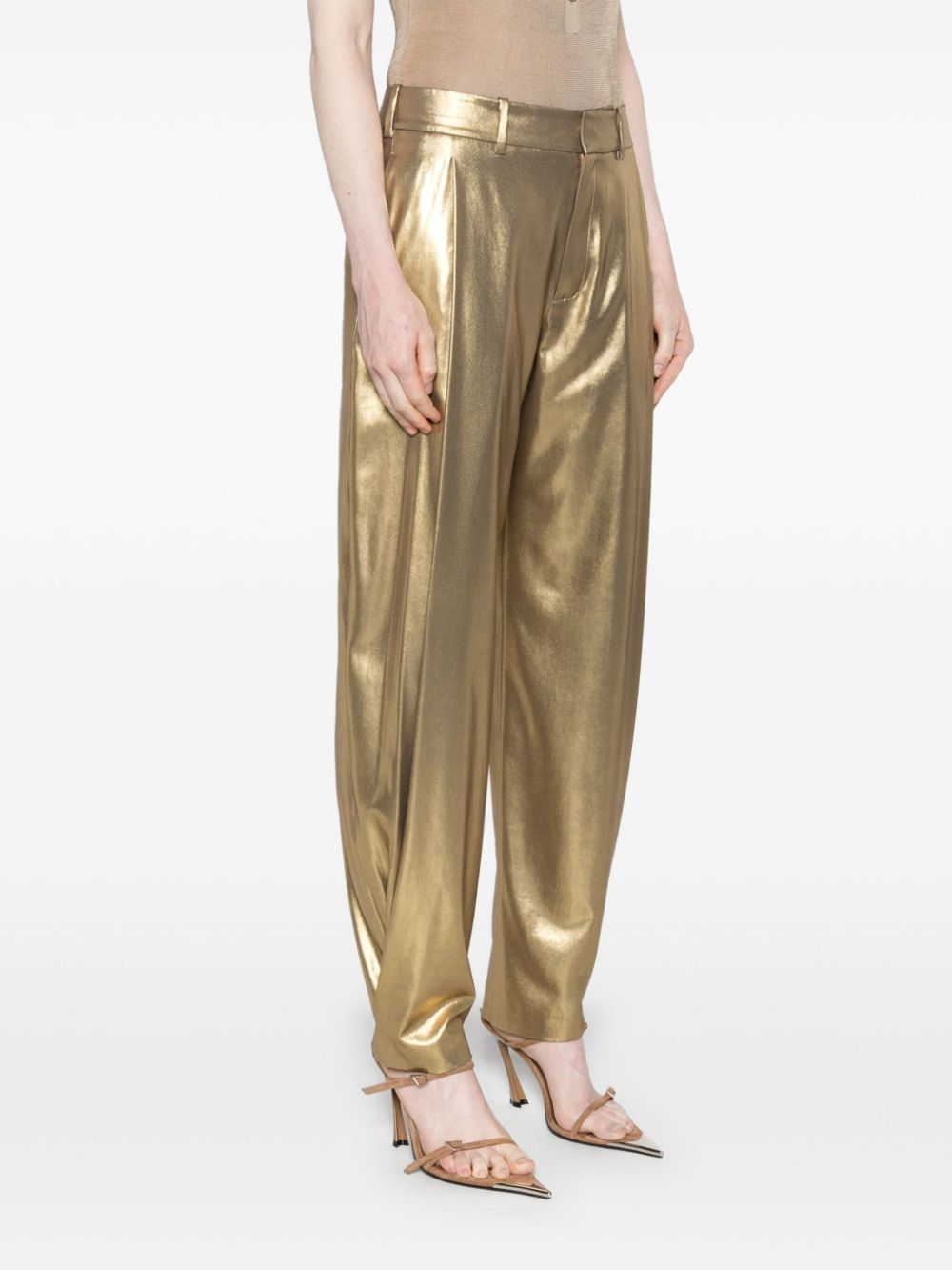 Ralph Lauren Collection Cassidy laminated-finish tapered trousers Women