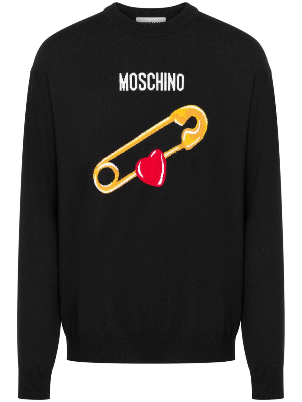 Moschino Intarsia-knit Virgin Wool Jumper In Black