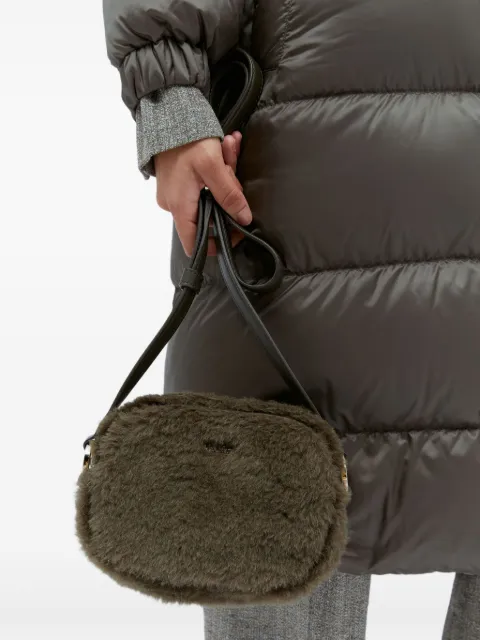 Max Mara faux-fur logo-plaque crossbody bag