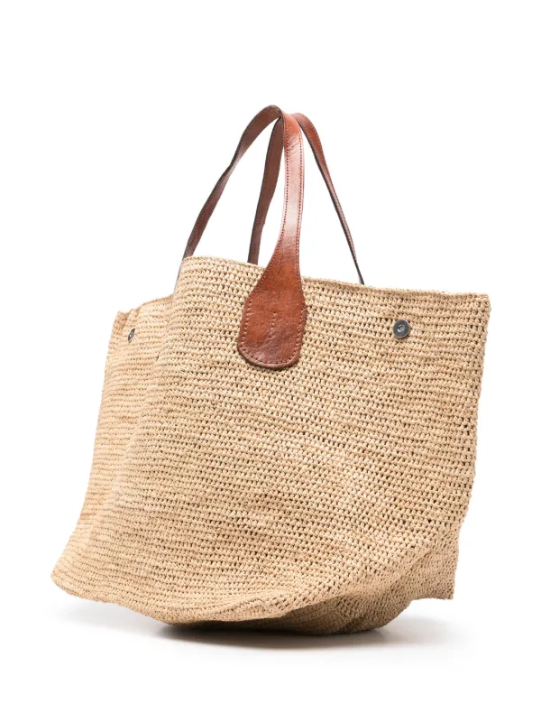 トートバッグ IBELIV SS25 LAZA II BAG (LAZA II SAVANE) LAZA II - Leather and RAFFIA bag - Large model - IBELIV
