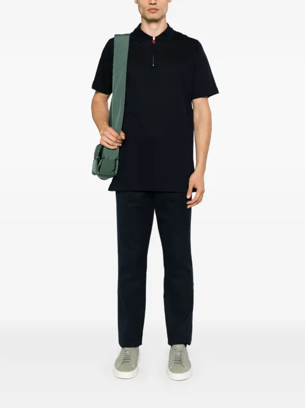 Kiton half-zip Piqué Polo Shirt | Blue | FARFETCH JO