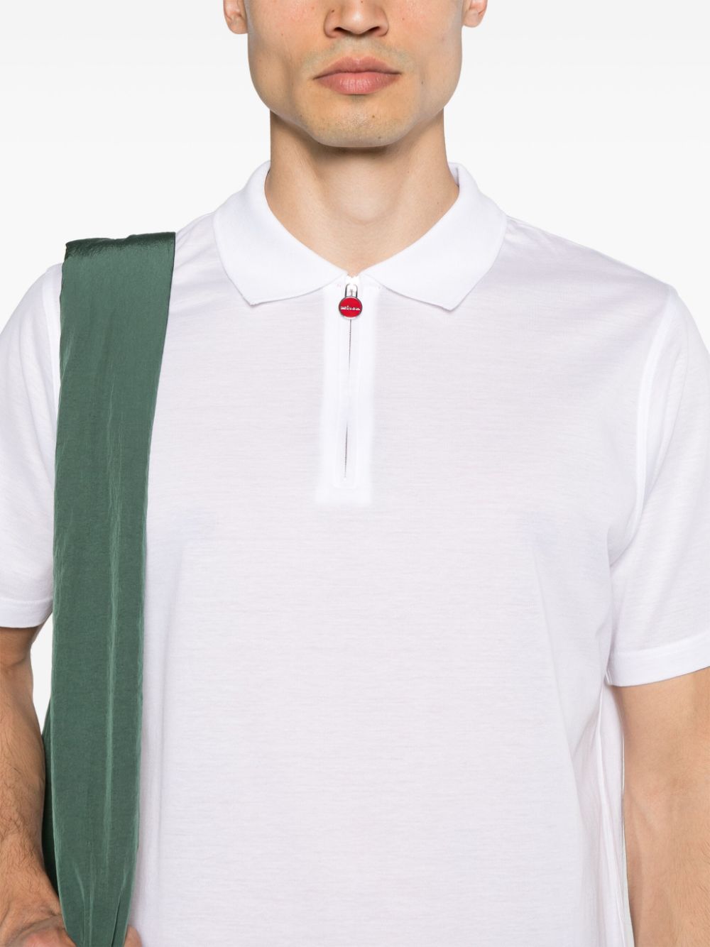 KITON HALF-ZIP PIQUÉ POLO SHIRT 