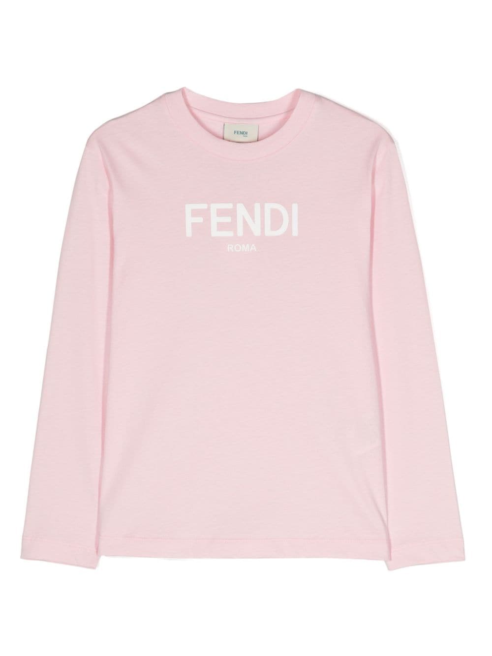 Fendi Rubberised-logo Cotton T-shirt In Rosa