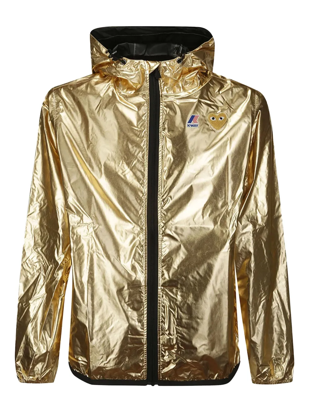 Comme Des Garçons Play Jaqueta com patch x K-Way Heart | Dourado | Image 1