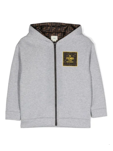 Fendi Kids logo-appliqué mélange hooded jacket