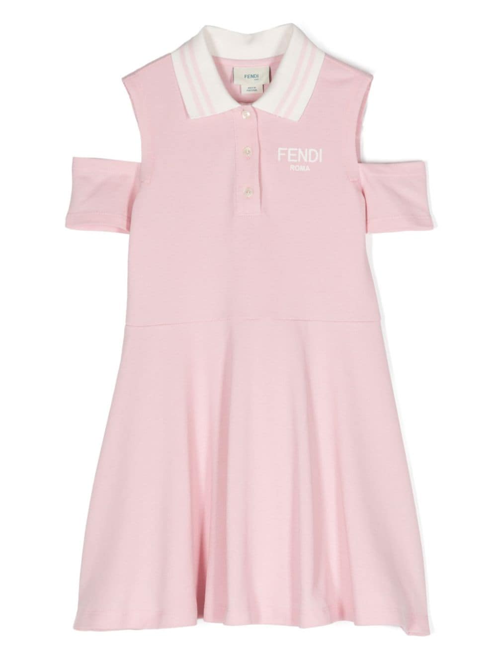 Fendi Kids logo-embroidered piqué mini dress Roze